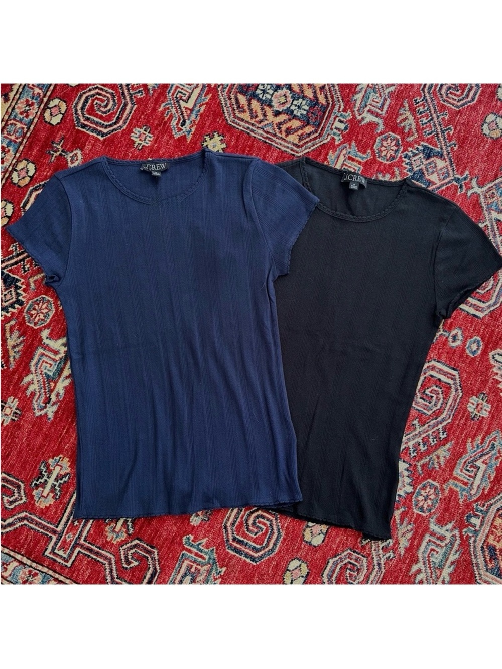 J. Crew Navy and Black Short Sleeve Ribbed Tees